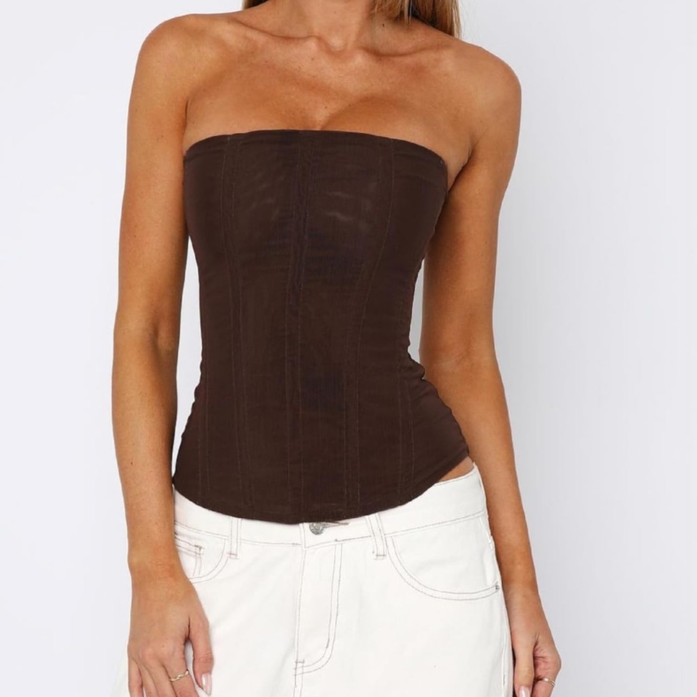 Brown Strapless Corset Top